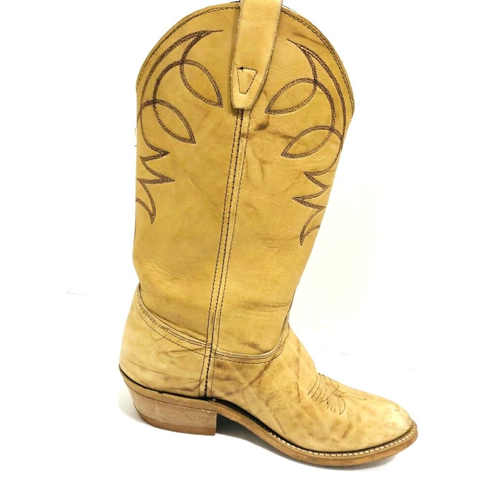 Silverado Western Cowgirl Boots Women's‎ 6 Tan Distressed USA Mid Calf Cowboy
